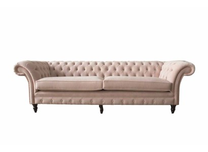 Дизайнерский 4-х местный диван Честерфилд с мягкой обивкой в розовом цвете 