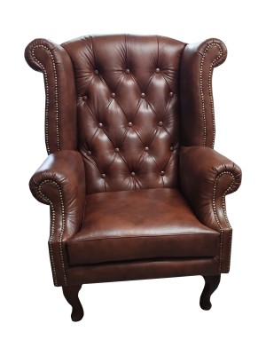 Chesterfield Ohrensessel Leder Sessel Einsitzer Loung Braun Modern