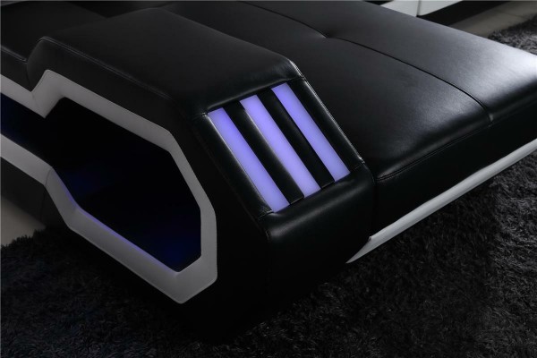 Sofa LED Beleuchtete Ecksofa Wohnzimmer Leder Couch Sitz Polster