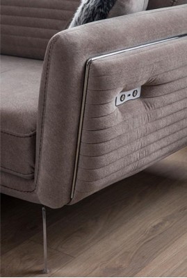 Sofagarnitur Couch Polster Möbel Stoff Sofa Couchen 3+3+1 Grau Gruppe