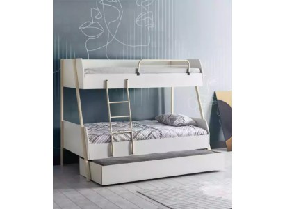 Изысканная двухъярусная кровать в современном лаконичном дизайне и в сдержанной расцветке из премиальных материалов для обустройства детской комнаты