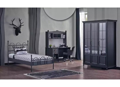 Komplettzimmer Schlafzimmer Bett Schrank Schreibtisch Schwarzes 3tlg