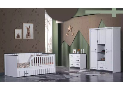 Привлекательный многофункциональный комплект мебели из дерева для детской комнаты из 3-х изделий в современном лаконичном дизайне и стильной расцветке