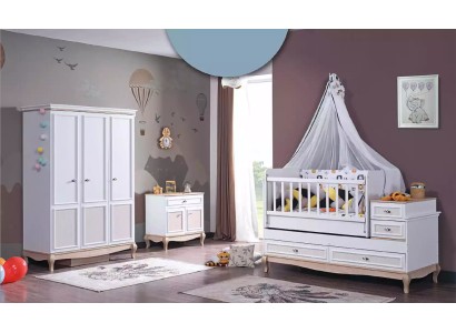 Комплект дизайнерской мебели для детской комнаты из премиальных материалов в современном лаконичном стиле из 3-х изделий