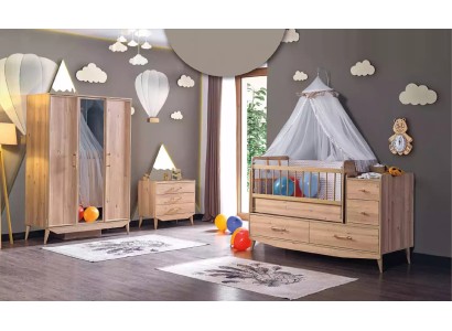 Многофункциональный комплект мебели из качественного дерева для детской комнаты из 3-х изделий в современном лаконичном дизайне