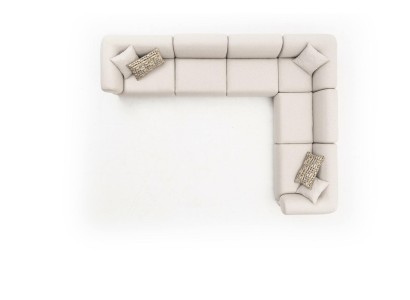 Бежевый стильный угловой диван L-образной формы из качественных материалов с современным лаконичным дизайном для Вашей гостиной комнаты