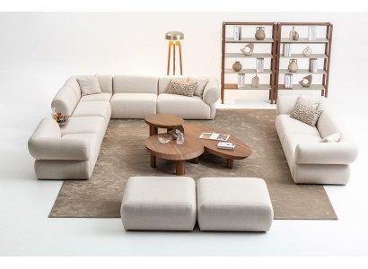 Sofagarnitur Wohnzimmer Sofa Set L-Form 3 Sitzer Hocker Set Modern Design