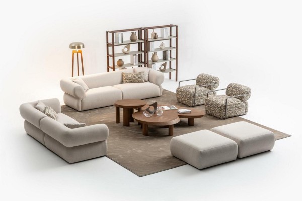 Sofagarnitur 6tlg. Wohnlandschaft Sitzer Hocker Wohnzimmer Set Modern Design