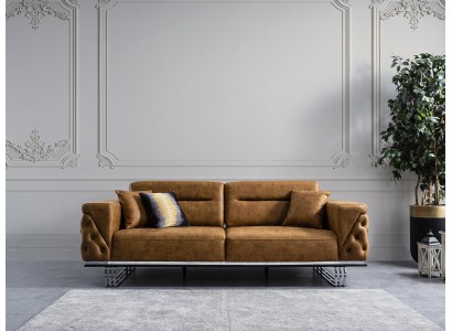 Строгий и роскошный диван в стиле Честферфилд на металлических ножках