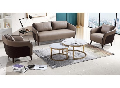 Sofagarnitur Büro Couch Polster Sofa Set 3+1+1 Leder Couchen Sofas Komplett Neu