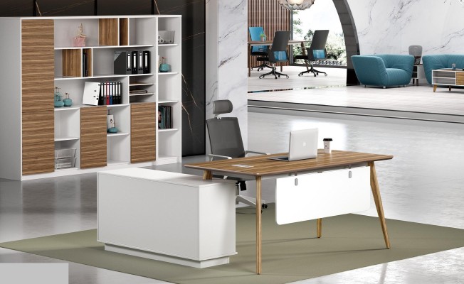 Desk Office Set Wall shelf Shelf Wardrobe 2 pieces Office room