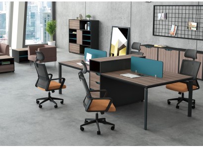 Schreibtisch workstation tisch 4 arbeitsplätze counter holz tische büro