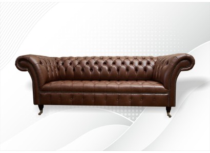 Большой европейский трехместный диван в изысканном классическом дизайне Честерфилд