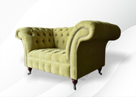 Chesterfield Sofa Couch Polster Garnitur 1,5 er Sofas Klassisch Einsitzer