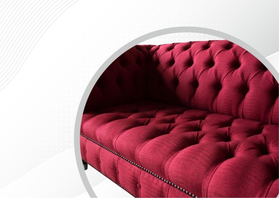 Dreisitzer Design Polster Textil Sofa 3er Möbel Chesterfield Luxus Rote Couchen