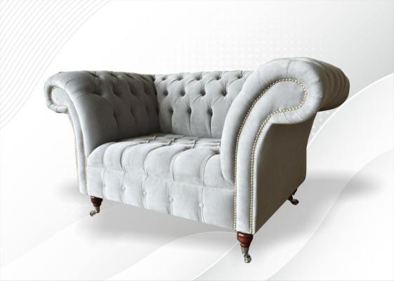 Chesterfield Sessel Couch Polster Sofa Textil Couchen 1,5 Sitzer Einsitzer