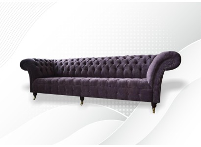 Дизайнерский четырехместный фиолетовый диван в роскошном дизайне Честерфилд
