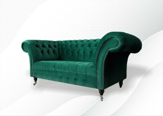 Chesterfield Grüne 2 Sitzer Couch Polster Sofas Couchen Design Sofa Club Textil