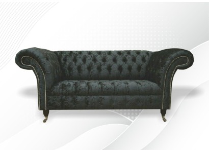 Комфортабельный двухместный черный диван в изысканном европейском дизайне Честерфилд 