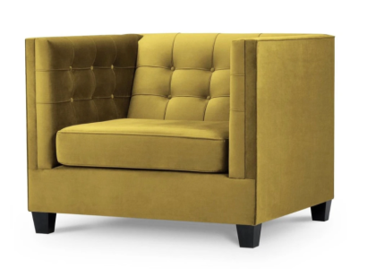 Кресло для гостиной светло-желтого цвета в современном роскошном дизайне Честерфилд 