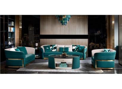 Sofagarnitur Chesterfield Polster Sofa Couch 3+1 Garnitur Leder Textil Stoff