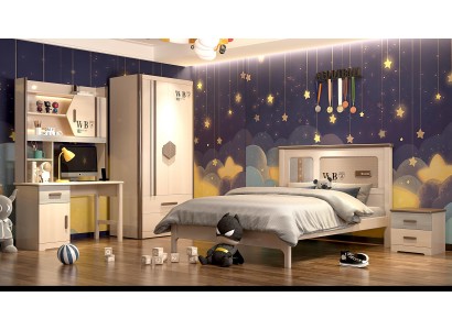 Kinderzimmer Jugendzimmer Set Bett Kleiderschrank Nachttisch Schreibtisch 4tlg