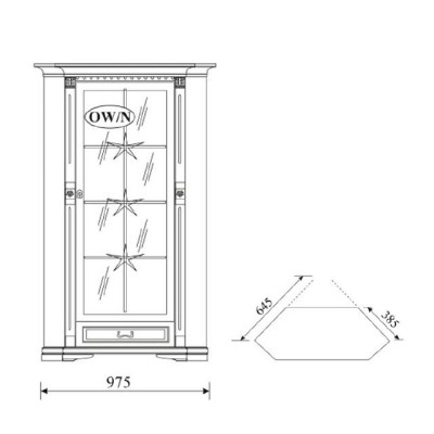 Klassische Vitrine Vitrinenschrank Vitrinen Glasschrank Schrank Kolonial OW-N