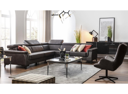 Роскошный современный  L- образный диван c креслом в элегантном стиле
