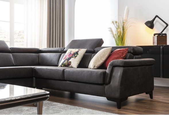 Sofagarnitur Ecksofa L-Form Couch Sessel Möbel Bettfunktion Schwarz Neu