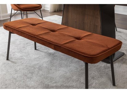 Sitzmöbel Sitzbank Polsterbank Holzbank Gepolstert Stoff Modern Orange Neu