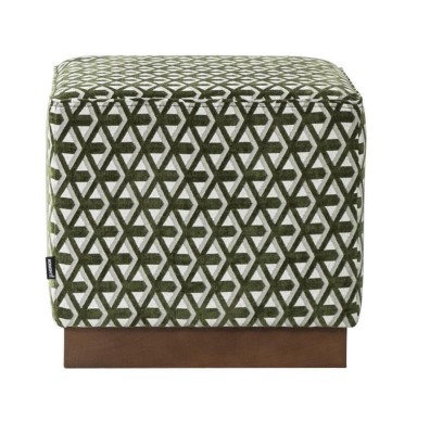 Hocker Puff Fußhocker Grün-weißer Polsterhocker Sitzhocker Stoff Sitz