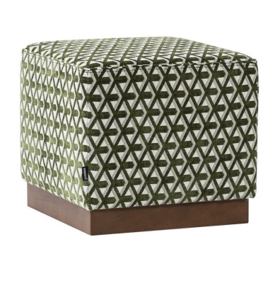 Hocker Puff Fußhocker Grün-weißer Polsterhocker Sitzhocker Stoff Sitz