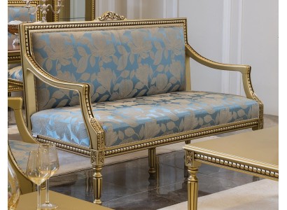 Классический 2-х местный диван текстиль золотисто-голубой