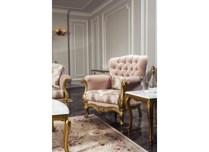 Дизайнерское классическое кресло в Вашу гостиную в золото-розовом цвете