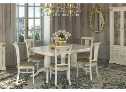 Дизайнерский комплект из 4-х стульев для кухни в белом цвете с золотыми вставками