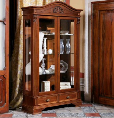 Vitrine Glas Schrank Wohnzimmer Schaufenster 2 Türen Vitrinen Barock