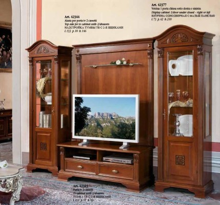 Classic Living Wall Solid wood Living room Display case Sideboard TV cabinet Shelf Walls Wardrobe 4pcs.