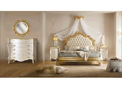 Роскошная двуспальная кровать Честерфилд в молочном цвете в современном стиле