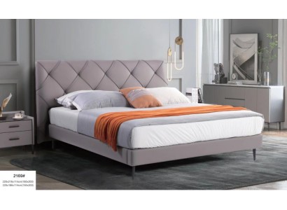Cовременная дизайнерская двухспальная серая кровать 