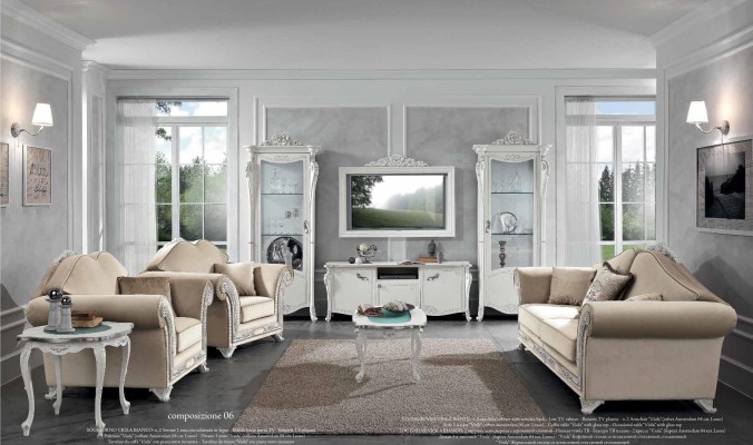 Classic s 9-piece living room set in the colors beige and white