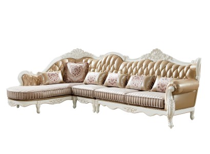 Классический угловой диван L-образной формы в бежевом цвете