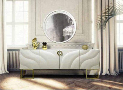 xxl Anrichte Luxus Sideboard Schrank mit Spiegel 220cm Lowboard Kommode