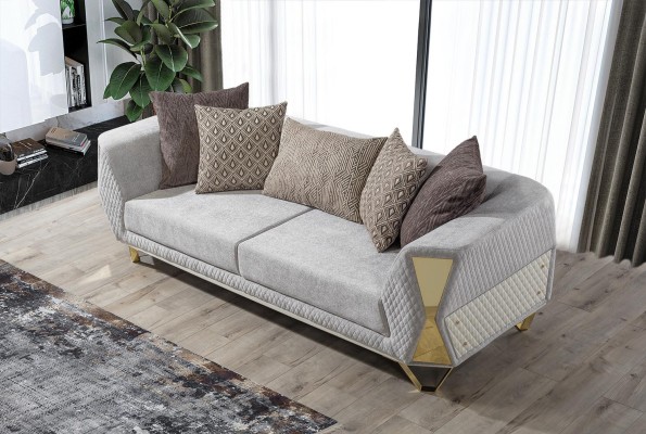 Ausgefallenes Sofa Wohnzimmer Dreisitzer Couch Polster Möbel Stoff 3er