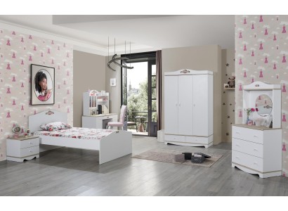 Schlafzimmer Möbel Einrichtung Bett Kleiderschrank Kommode Komplett Set 5tlg