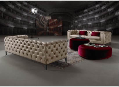 Роскошный современный комплект диванов 3+3 бежевого оттенка от Честерфилд