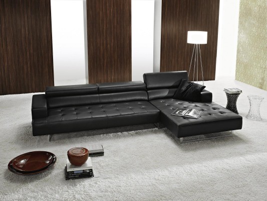 Modern Leather Corner sofa L-shape for Living room Black Color