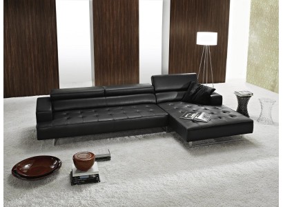 Роскошный дизайнерский черный угловой диван L-формы 