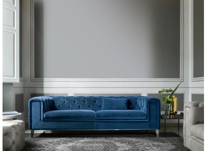 Роскошный современный 3-местный диван синего оттенка