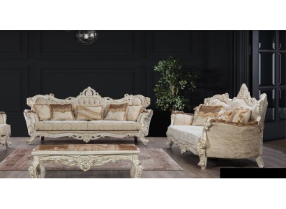 Sofagarnitur 3+3 Sitzer Garnitur Sofa Sofas Sessel Sitz Stoff Barock Set Gruppe