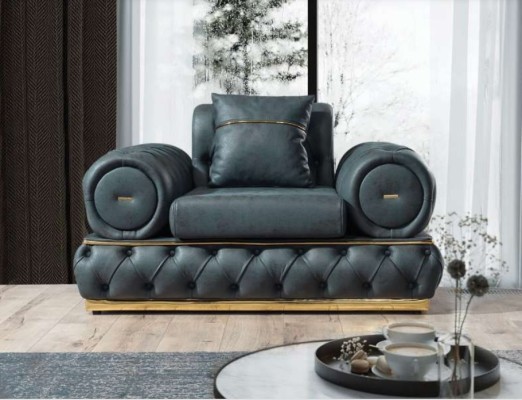 Sofagarnitur 3+3+1 Sitzer Garnitur Sofa Sessel Sofas Leder Luxus Chesterfield